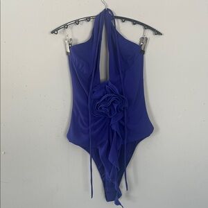 Zara Blue Halter Bodysuit Small